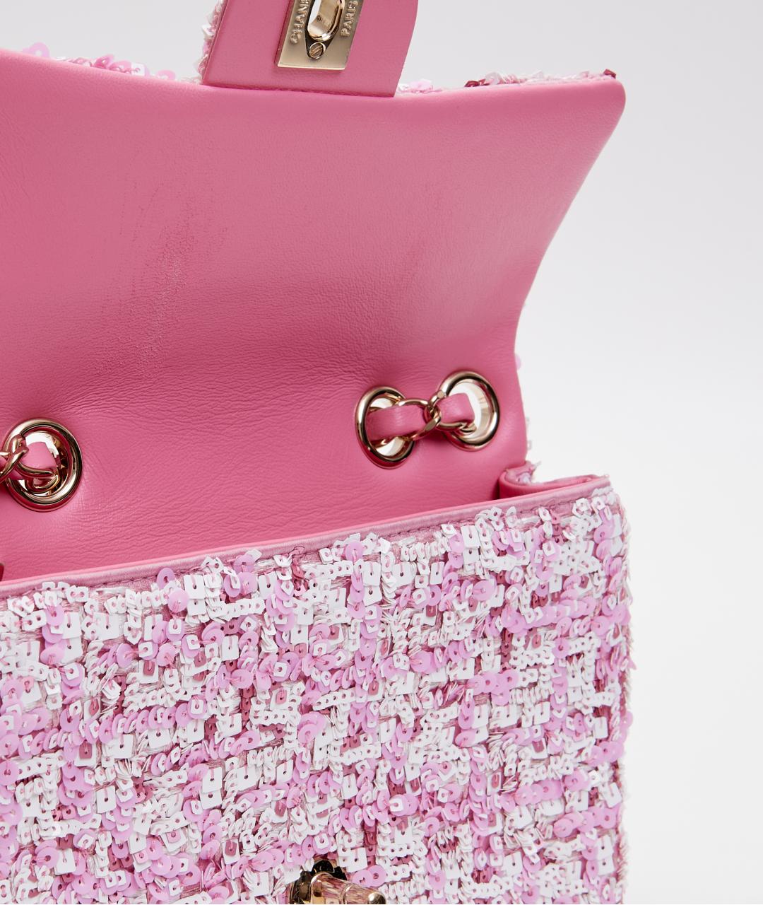 CHANEL Розовая твидовая сумка тоут, фото 5