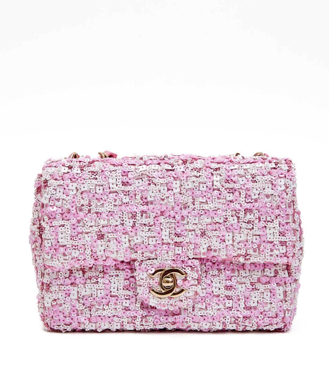 CHANEL Розовая твидовая сумка тоут, фото 10