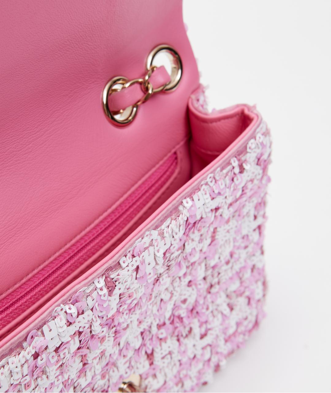 CHANEL Розовая твидовая сумка тоут, фото 6