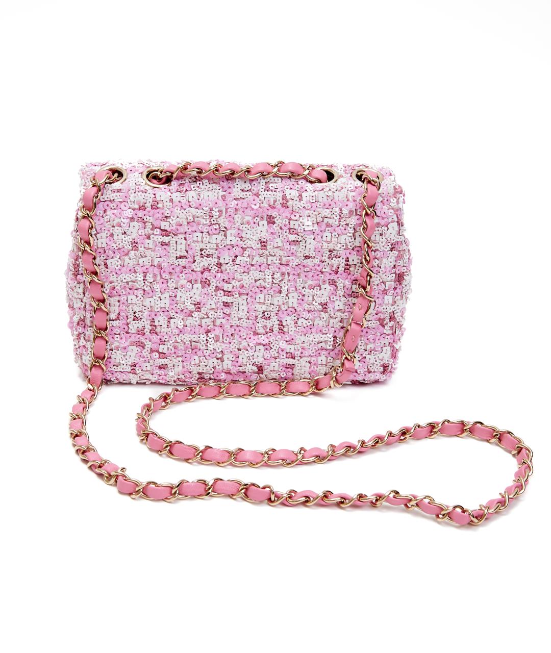 CHANEL Розовая твидовая сумка тоут, фото 4