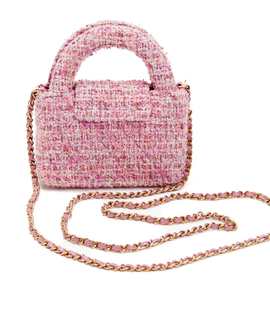 CHANEL Розовая твидовая сумка через плечо, фото 5