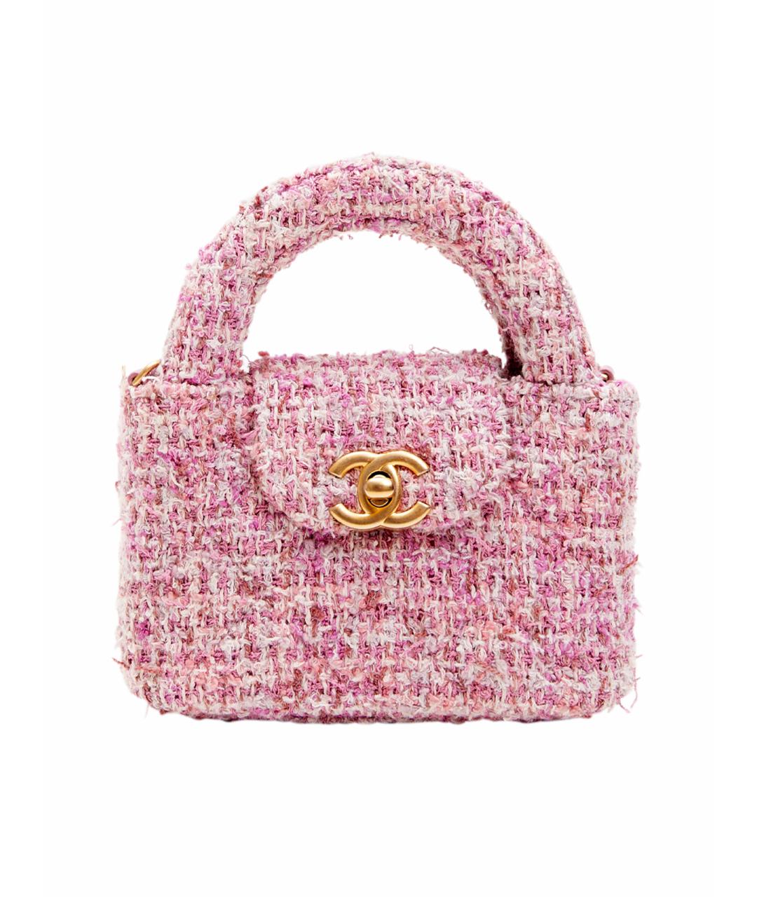 CHANEL Розовая твидовая сумка через плечо, фото 1