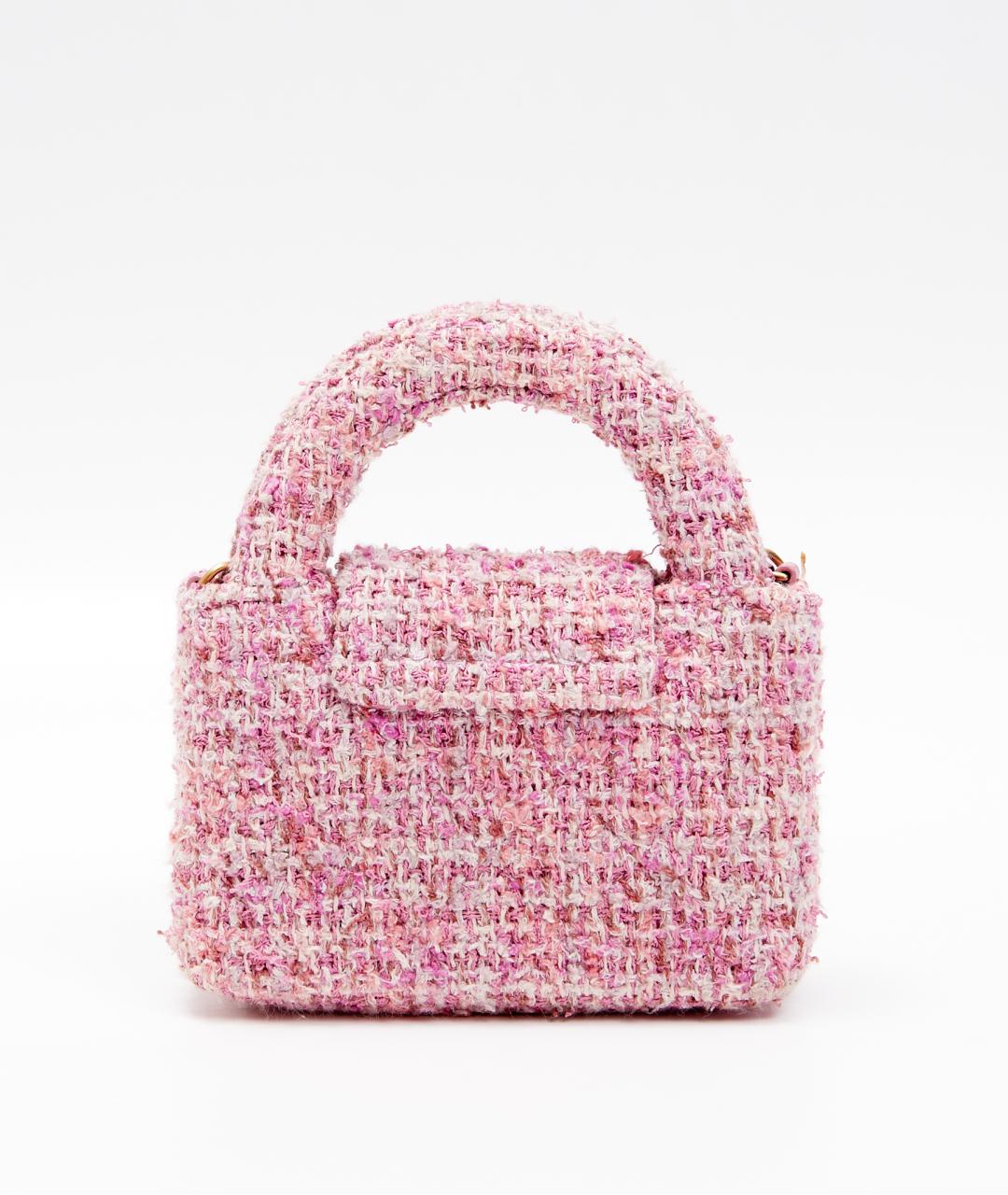 CHANEL Розовая твидовая сумка через плечо, фото 3