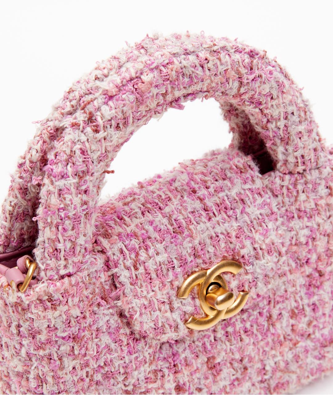CHANEL Розовая твидовая сумка через плечо, фото 4