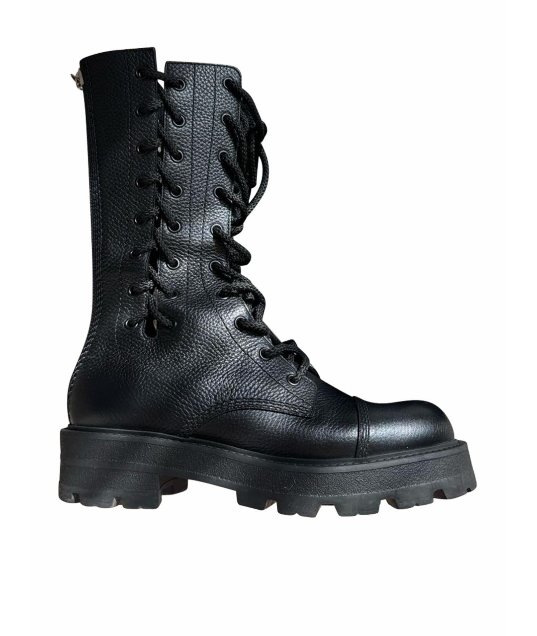 CHRISTIAN DIOR Черные кожаные ботинки, фото 1