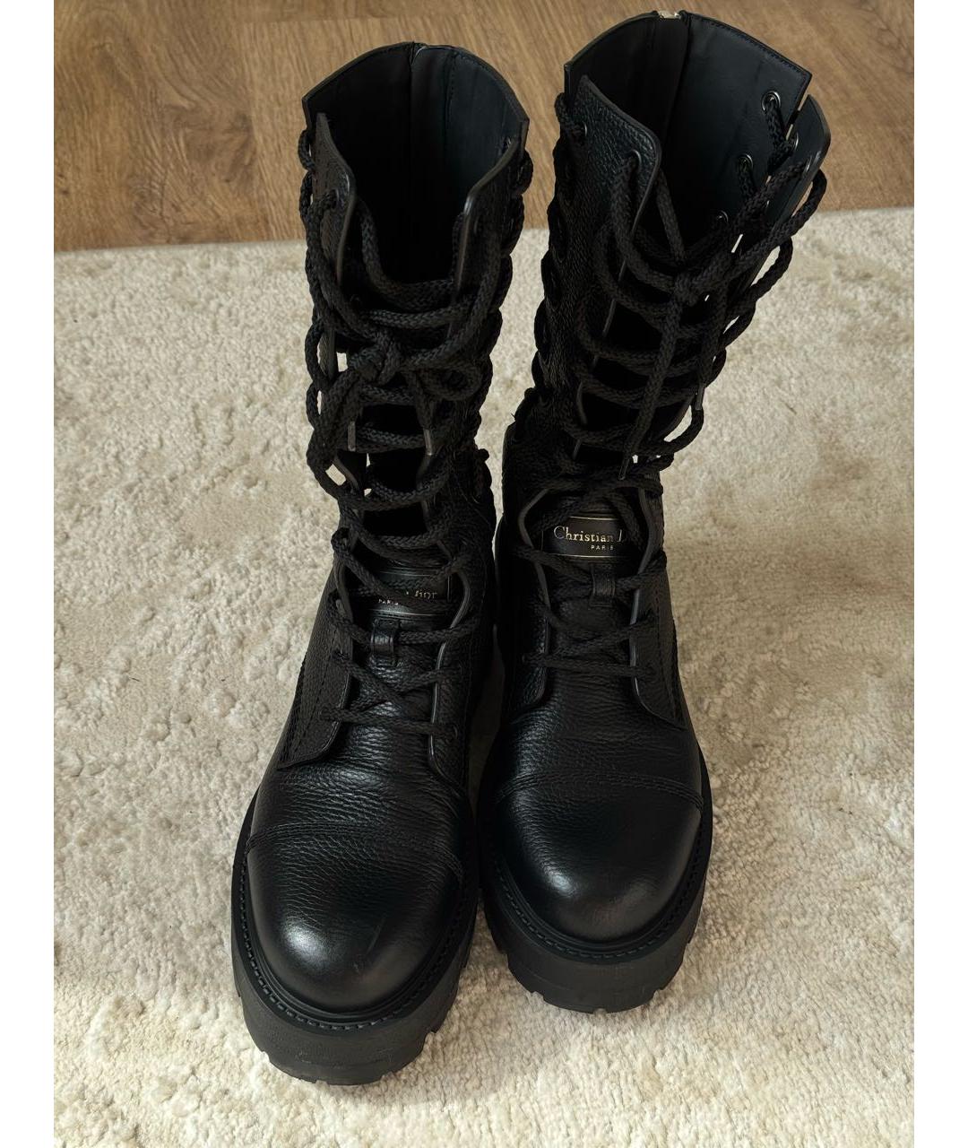 CHRISTIAN DIOR Черные кожаные ботинки, фото 2