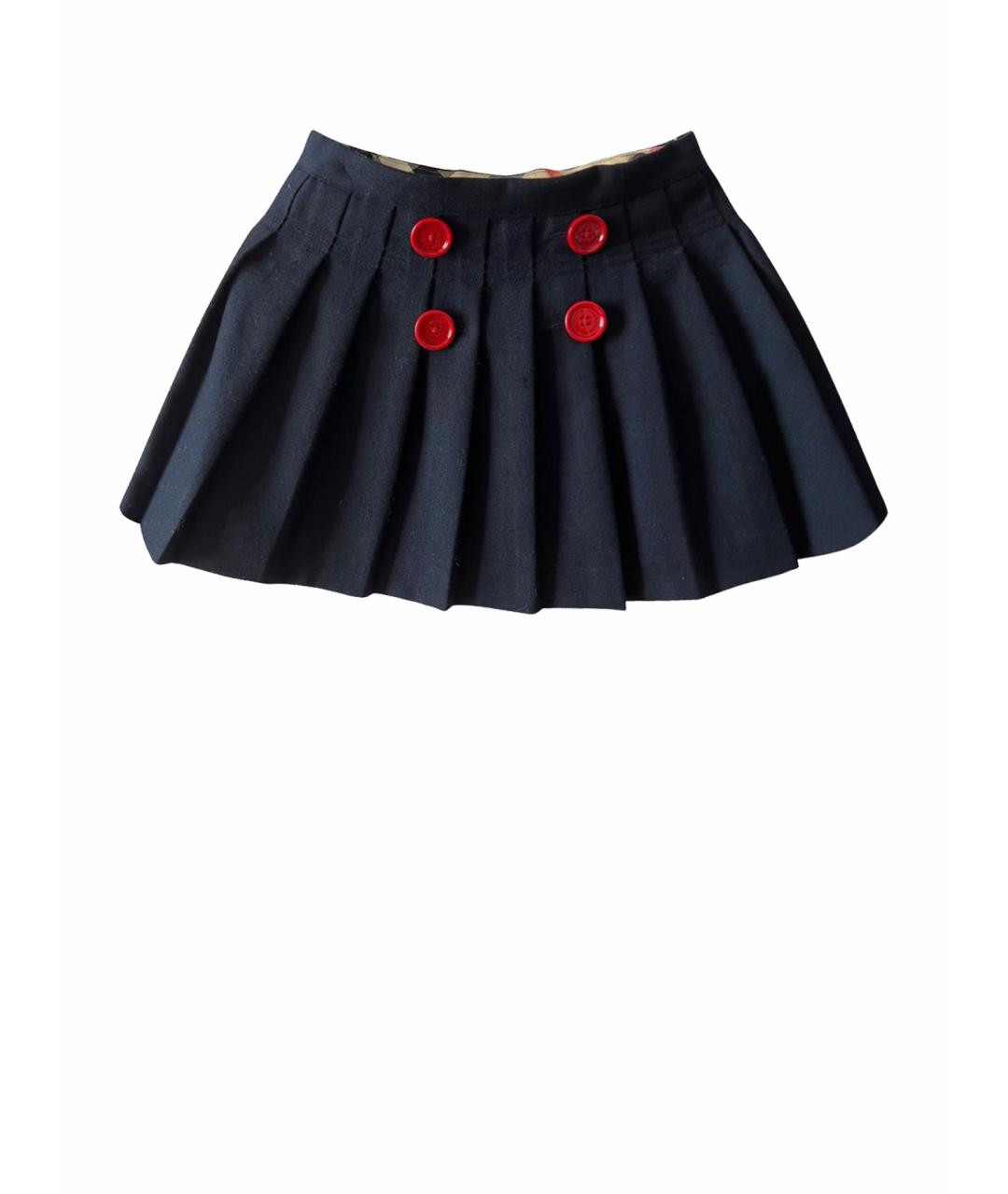 BURBERRY Темно-синяя шерстяная юбка, фото 1