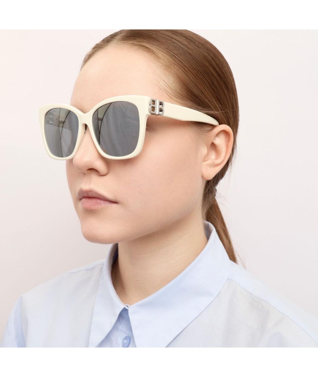 BALENCIAGA Белые пластиковые солнцезащитные очки, фото 3