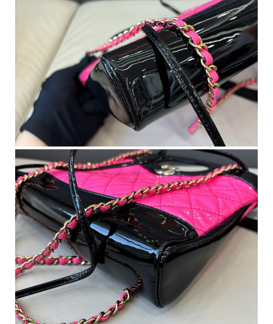 CHANEL Розовая сумка с короткими ручками из лакированной кожи, фото 5