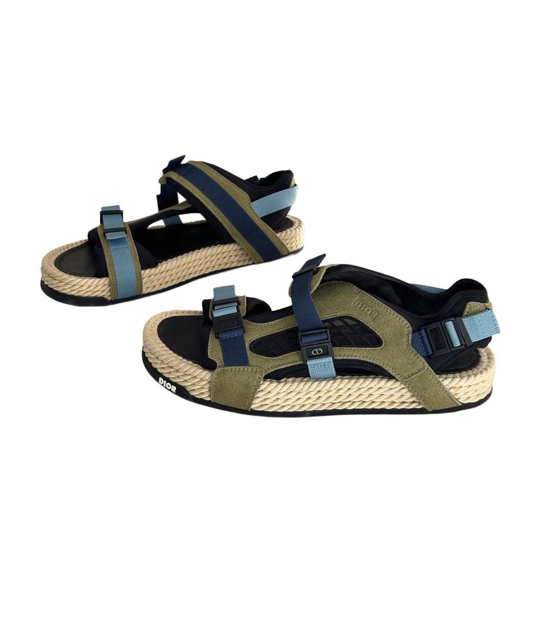 CHRISTIAN DIOR Хаки замшевые сандалии, фото 4