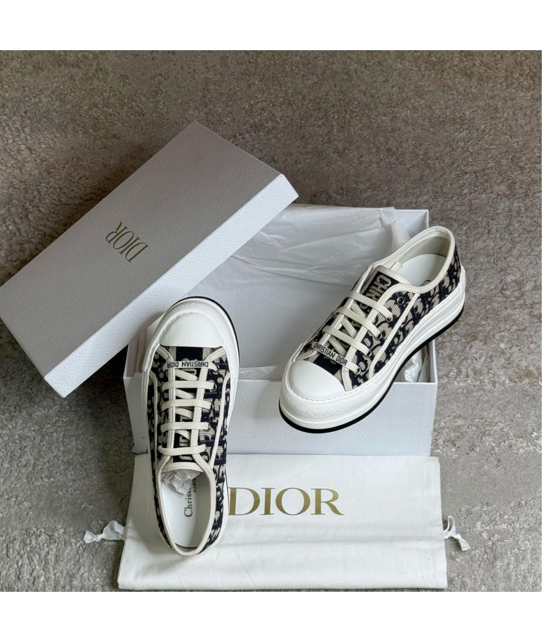 CHRISTIAN DIOR Бежевые текстильные кроссовки, фото 5