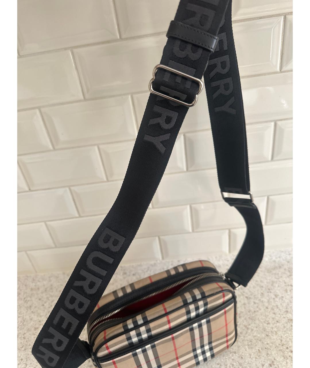 BURBERRY Бежевая тканевая сумка на плечо, фото 5