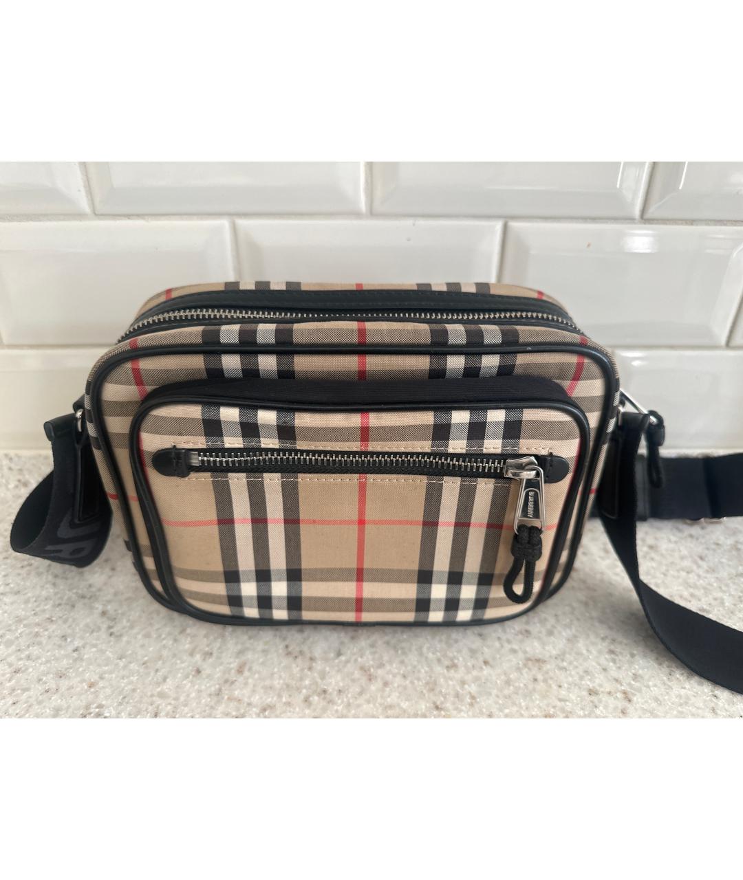 BURBERRY Бежевая тканевая сумка на плечо, фото 6