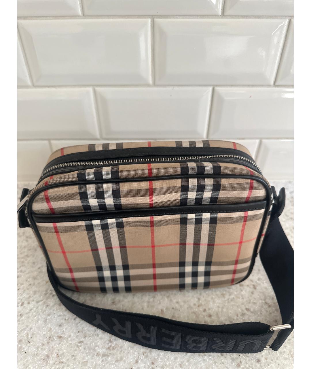 BURBERRY Бежевая тканевая сумка на плечо, фото 3