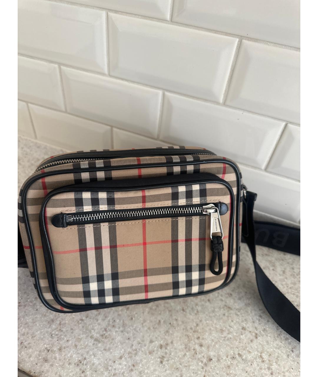 BURBERRY Бежевая тканевая сумка на плечо, фото 2