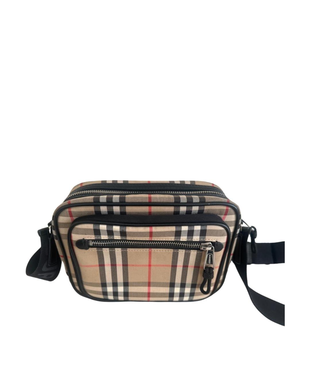 BURBERRY Бежевая тканевая сумка на плечо, фото 1