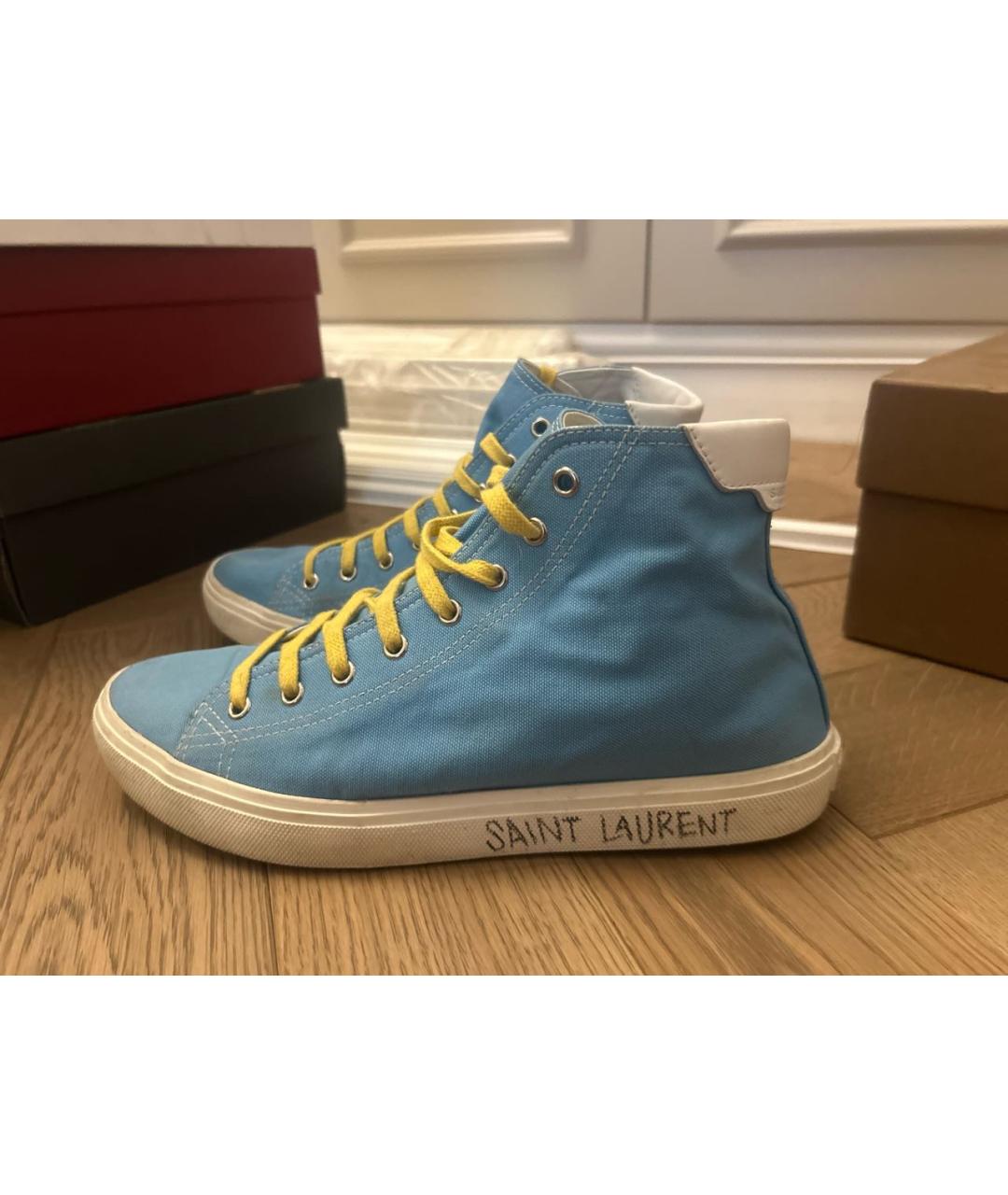 SAINT LAURENT Голубые текстильные кеды, фото 7