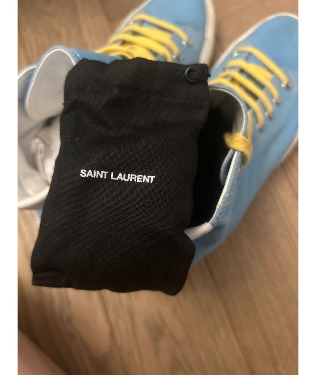 SAINT LAURENT Голубые текстильные кеды, фото 5