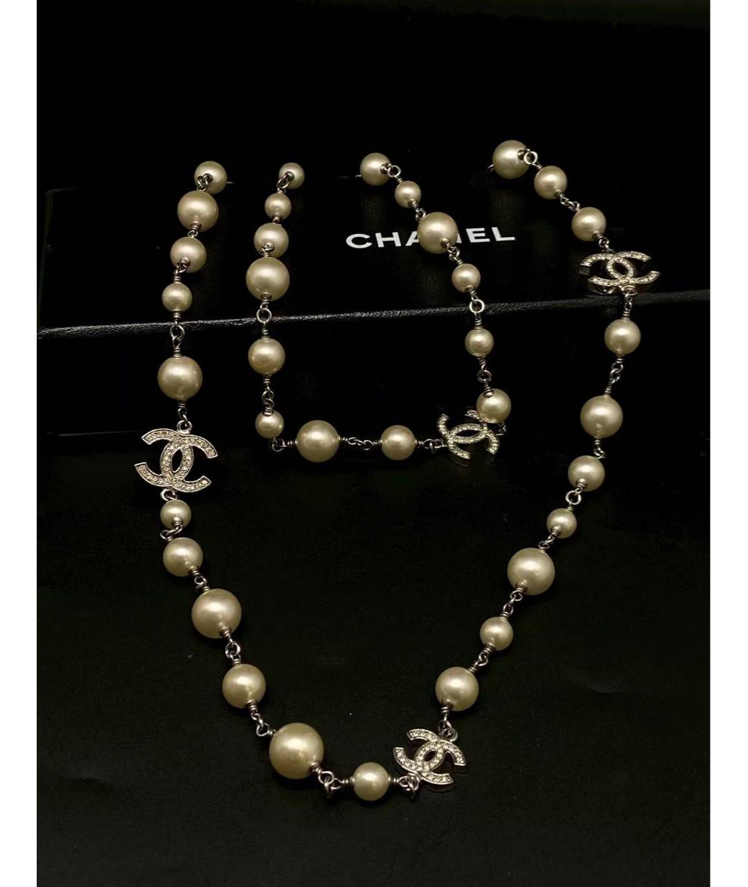 CHANEL Бежевое жемчужное колье, фото 4