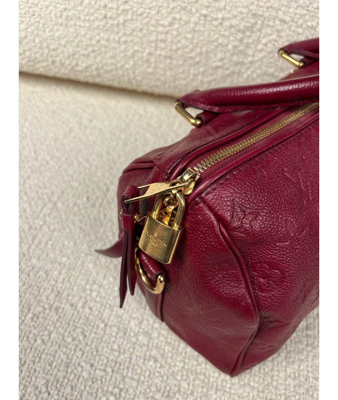 LOUIS VUITTON Бордовая кожаная сумка с короткими ручками, фото 6