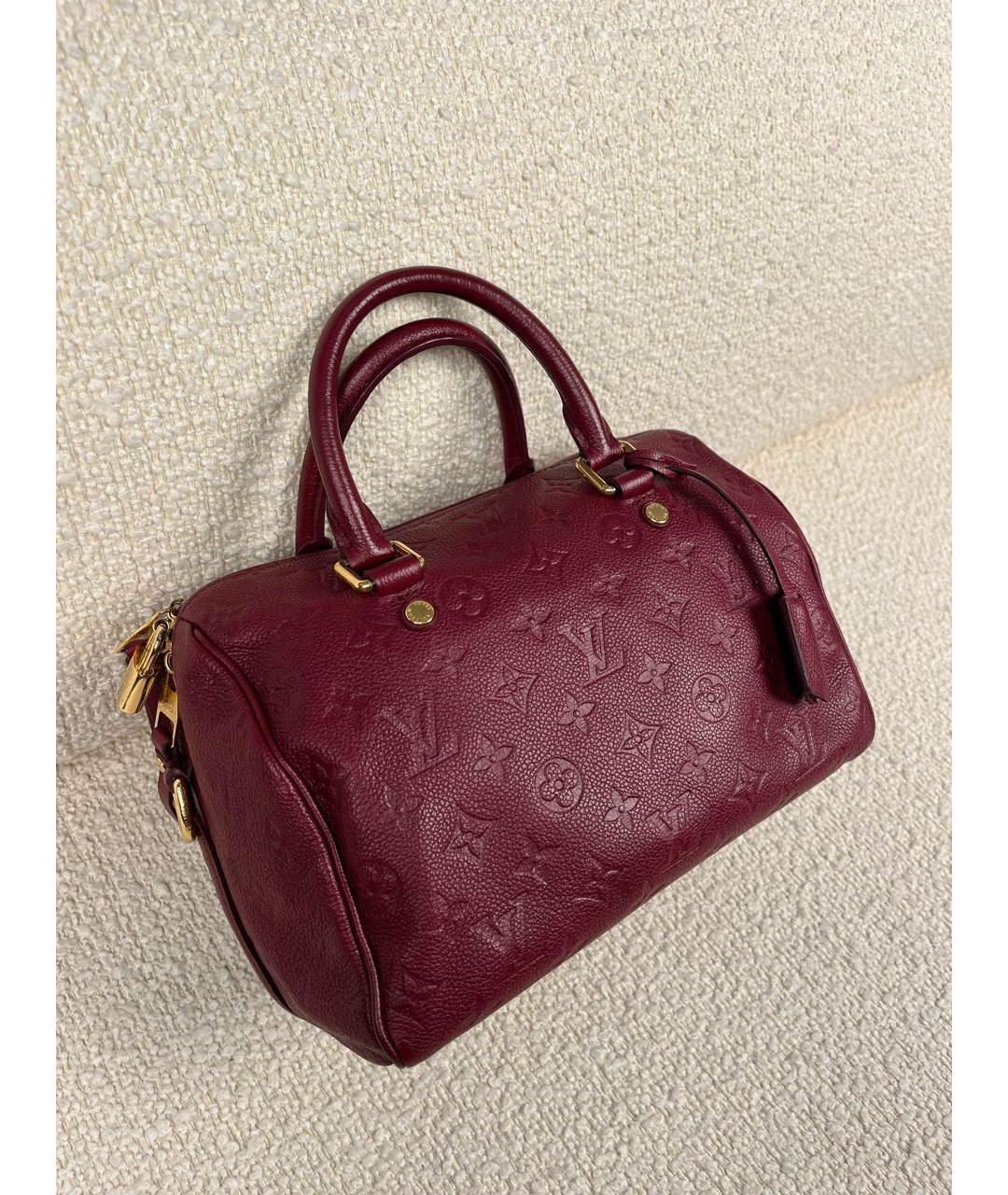 LOUIS VUITTON Бордовая кожаная сумка с короткими ручками, фото 2