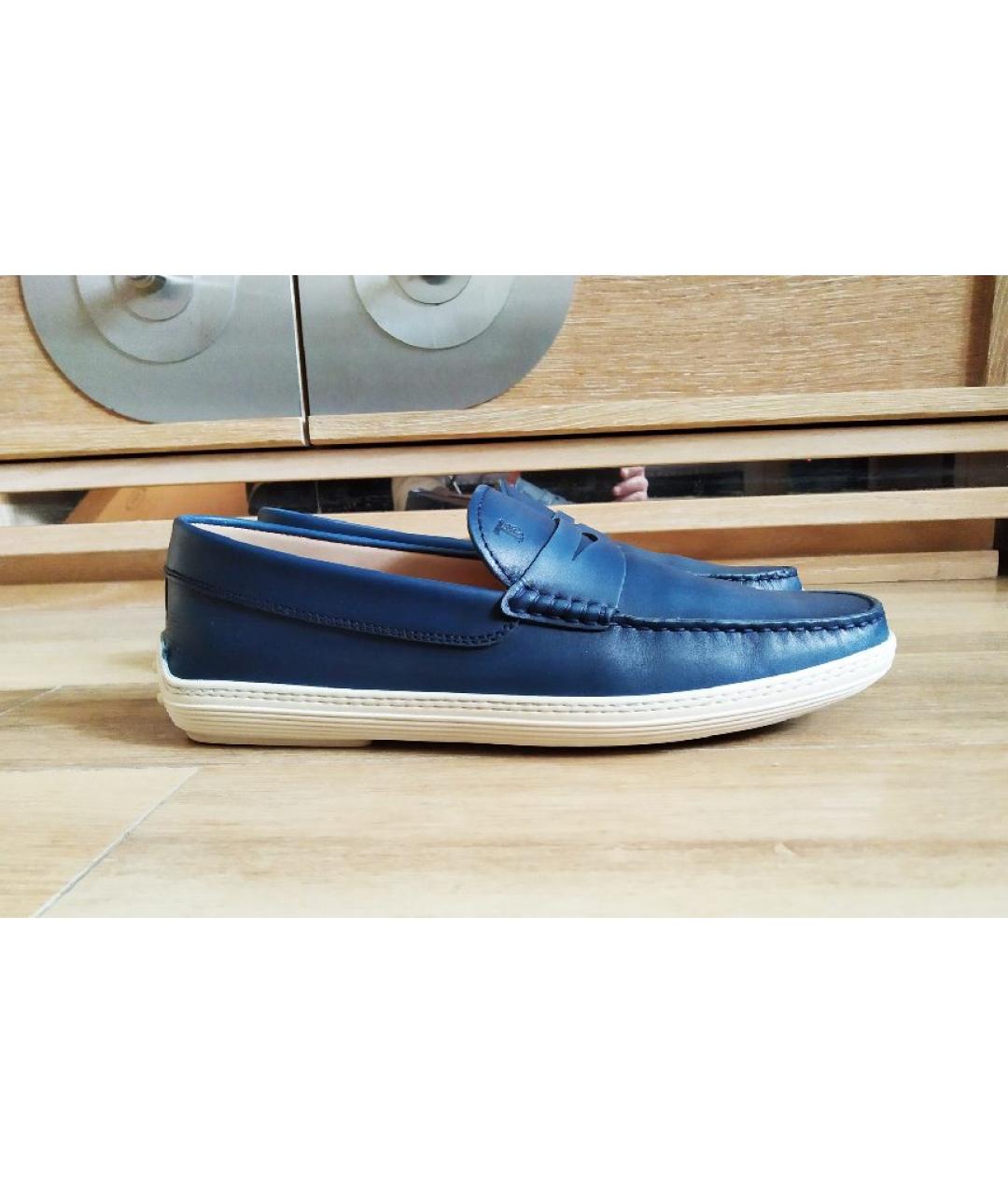 TOD'S Синие кожаные лоферы, фото 6
