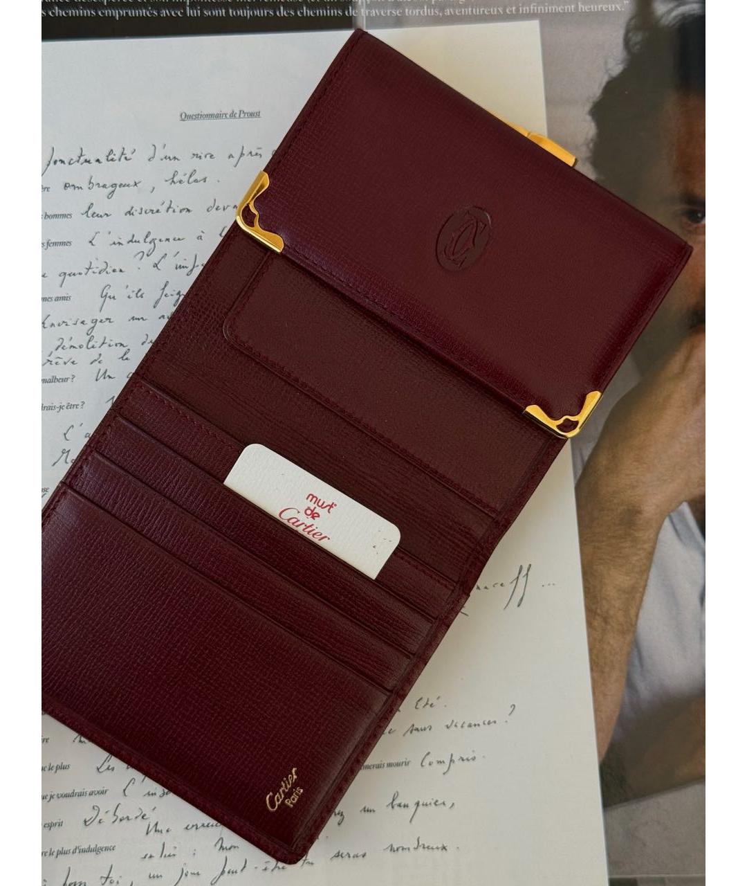 CARTIER Бордовый кожаный кошелек, фото 4