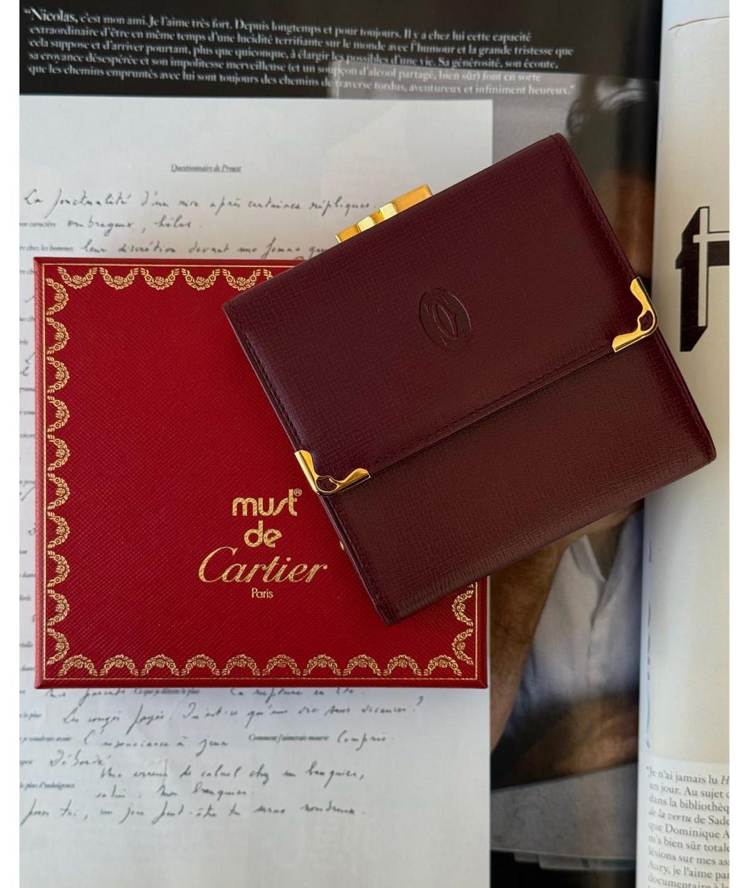 CARTIER Бордовый кожаный кошелек, фото 5