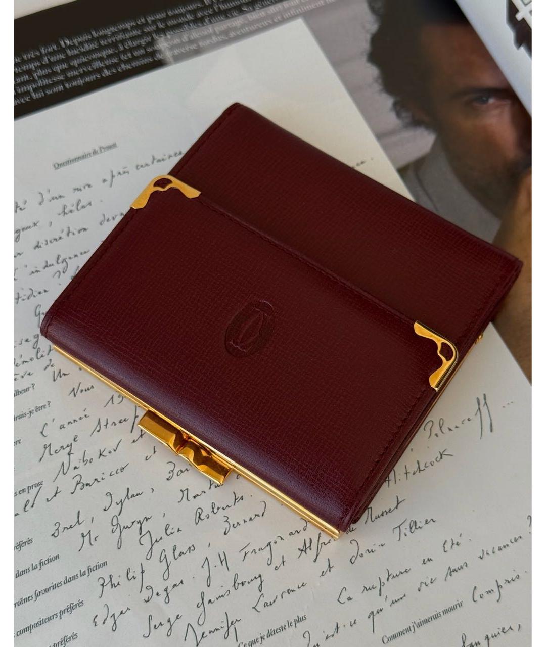 CARTIER Бордовый кожаный кошелек, фото 2