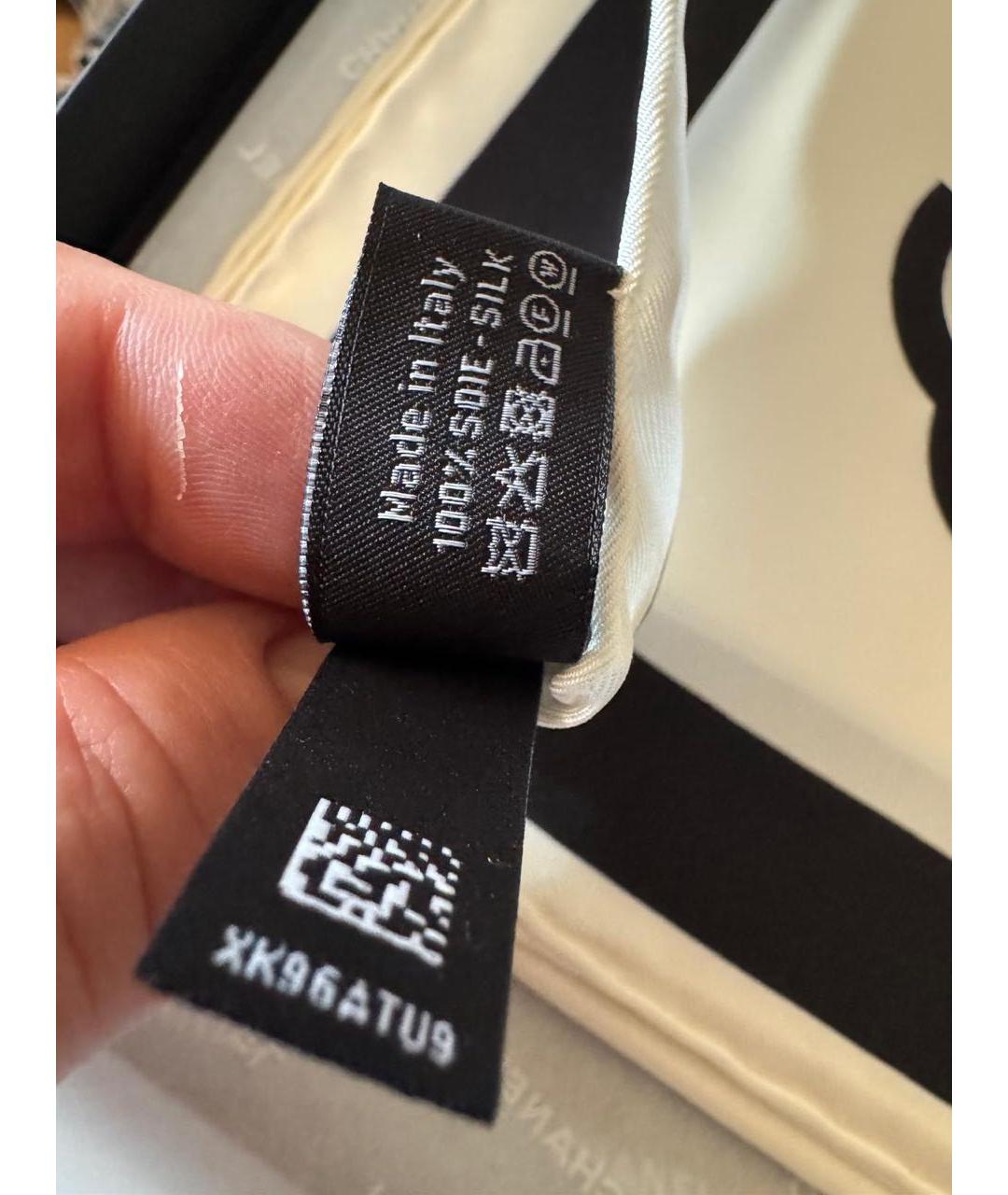 CHANEL Белый шелковый платок, фото 3