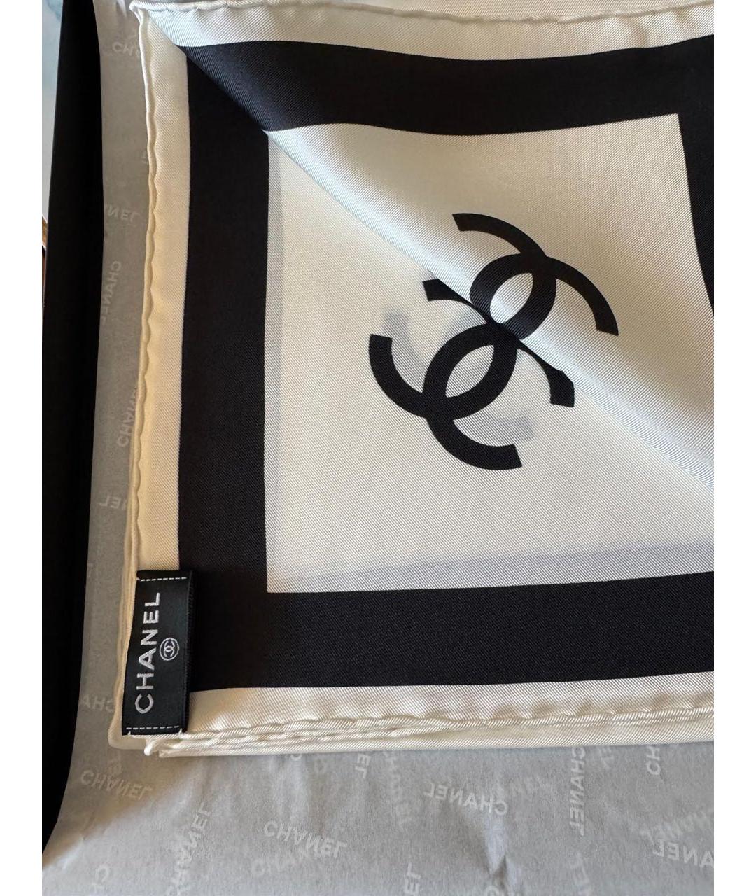 CHANEL Белый шелковый платок, фото 4