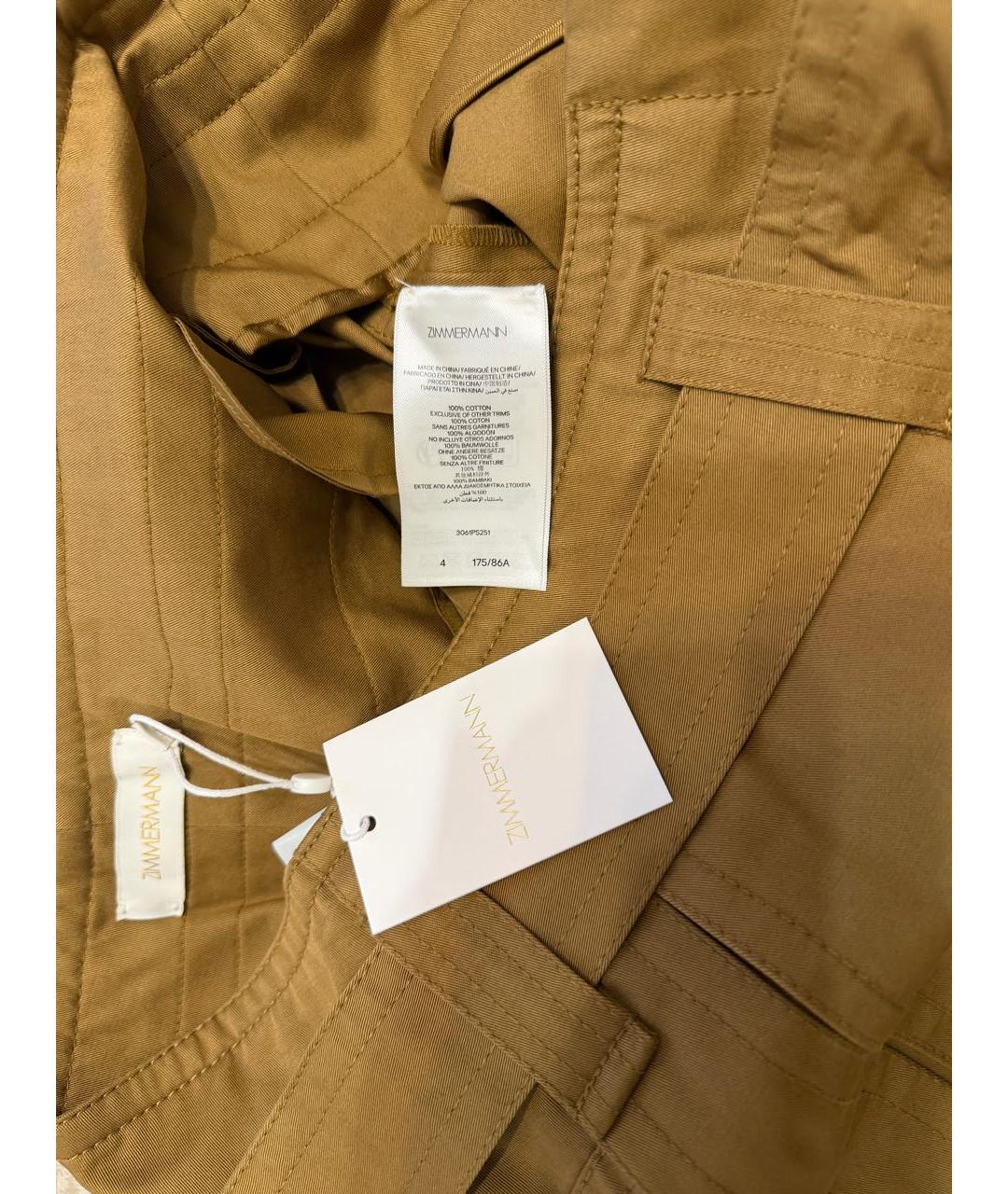 ZIMMERMANN Хаки хлопковые брюки широкие, фото 3