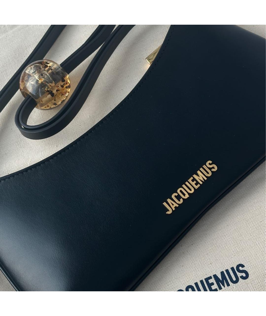 JACQUEMUS Черная кожаная сумка через плечо, фото 7