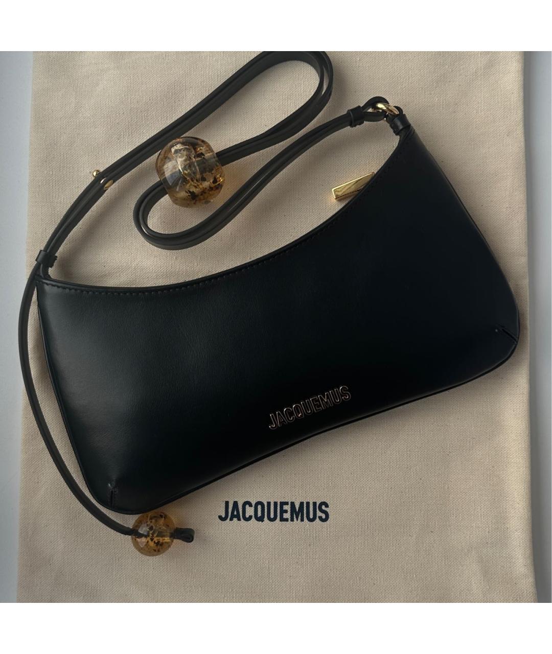 JACQUEMUS Черная кожаная сумка через плечо, фото 5