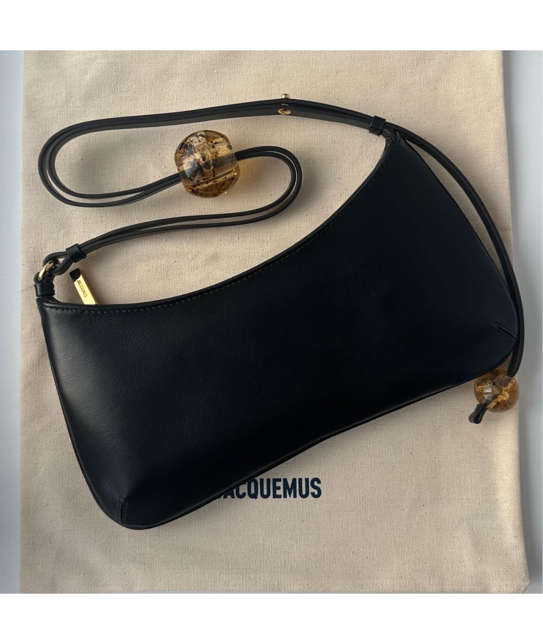 JACQUEMUS Черная кожаная сумка через плечо, фото 6