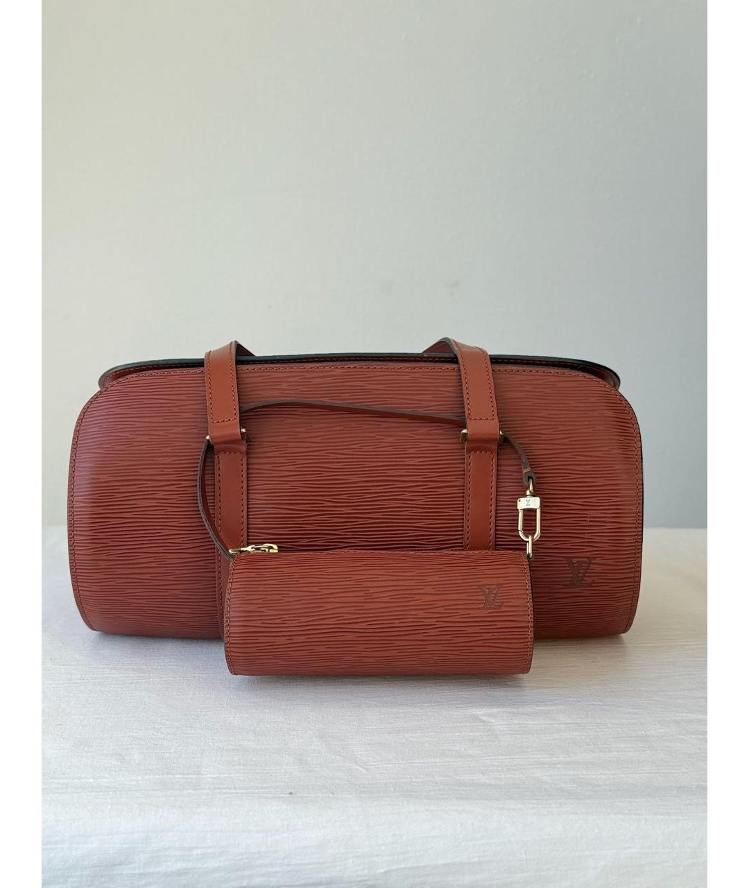 LOUIS VUITTON Коричневая кожаная сумка с короткими ручками, фото 7