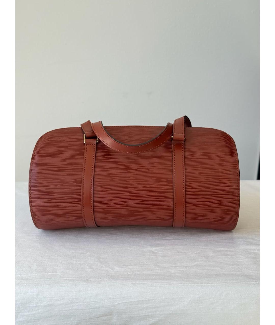 LOUIS VUITTON Коричневая кожаная сумка с короткими ручками, фото 3