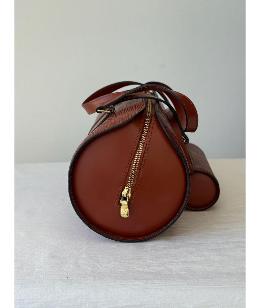 LOUIS VUITTON Коричневая кожаная сумка с короткими ручками, фото 4