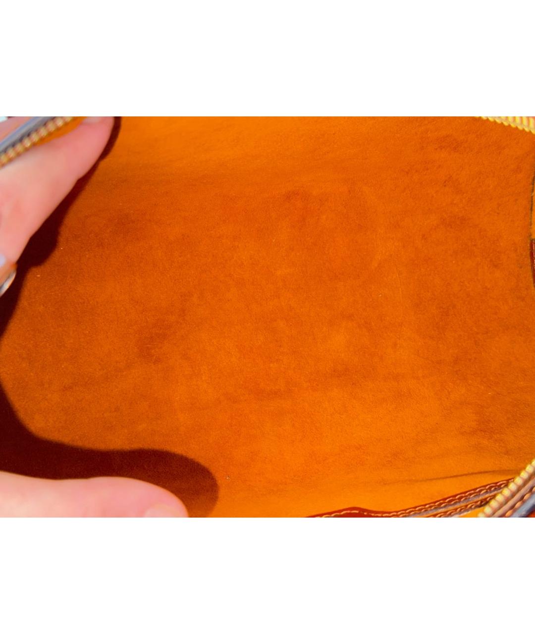 LOUIS VUITTON Коричневая кожаная сумка с короткими ручками, фото 6