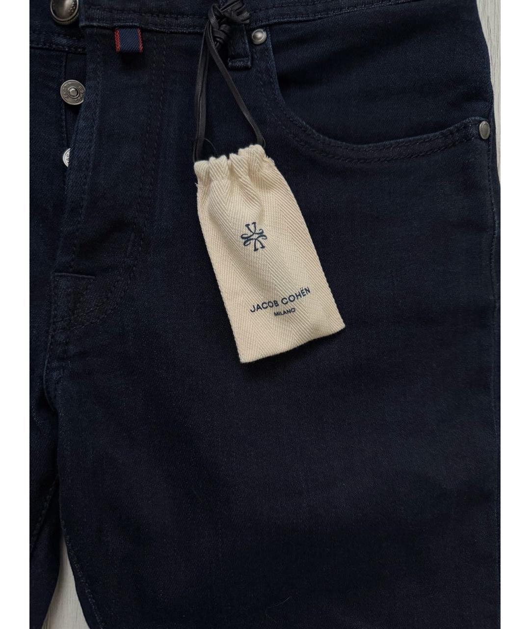 JACOB COHEN Темно-синие хлопко-эластановые прямые джинсы, фото 8