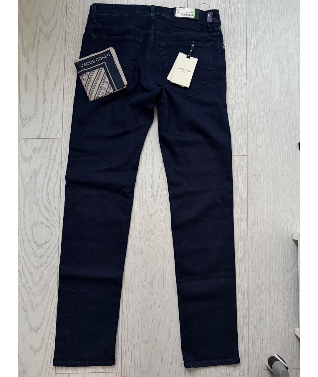JACOB COHEN Темно-синие хлопко-эластановые прямые джинсы, фото 2