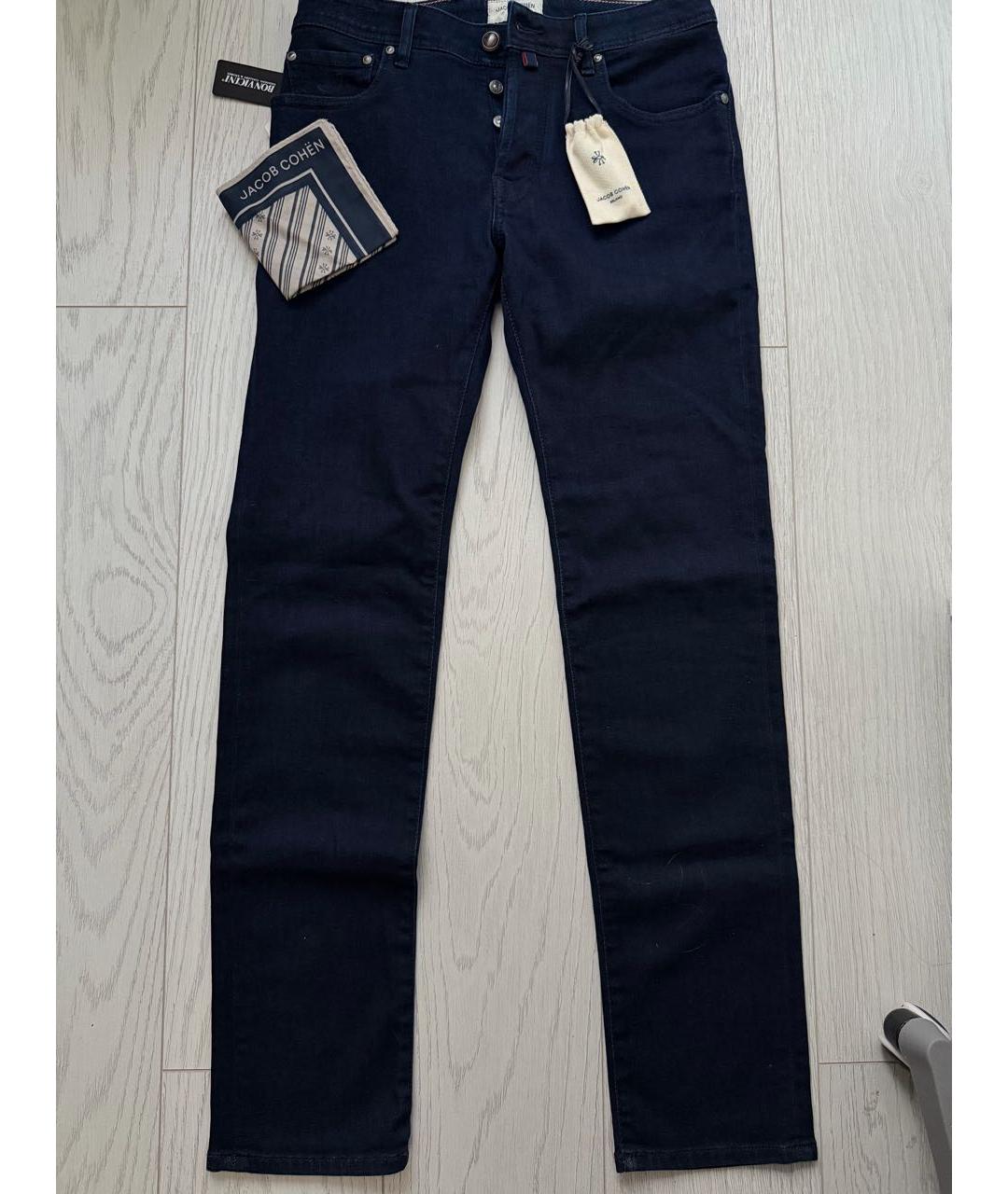 JACOB COHEN Темно-синие хлопко-эластановые прямые джинсы, фото 9