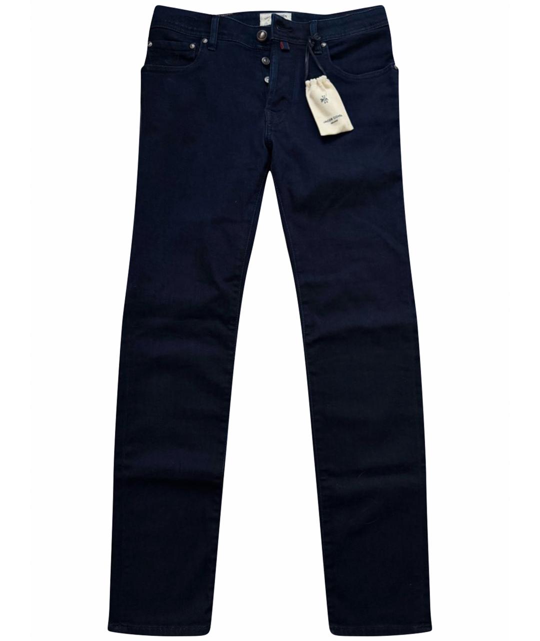 JACOB COHEN Темно-синие хлопко-эластановые прямые джинсы, фото 1