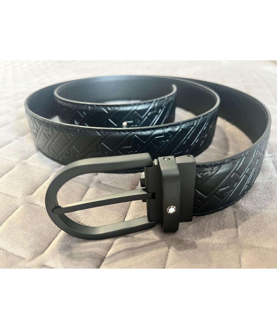 MONTBLANC Черный кожаный ремень, фото 4