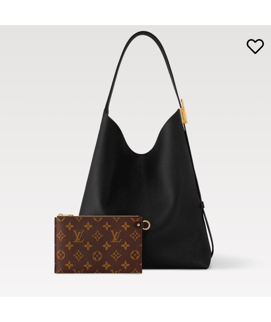 LOUIS VUITTON Черная кожаная сумка тоут, фото 8