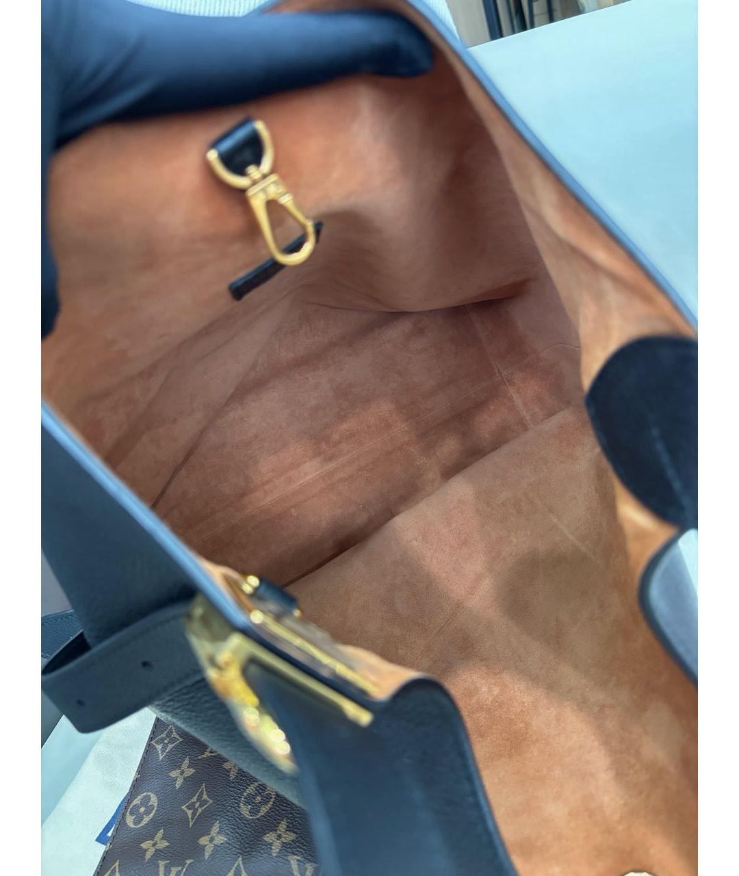 LOUIS VUITTON Черная кожаная сумка тоут, фото 7