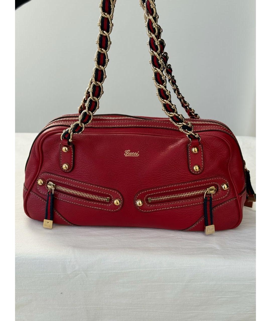 GUCCI Красная кожаная сумка с короткими ручками, фото 8