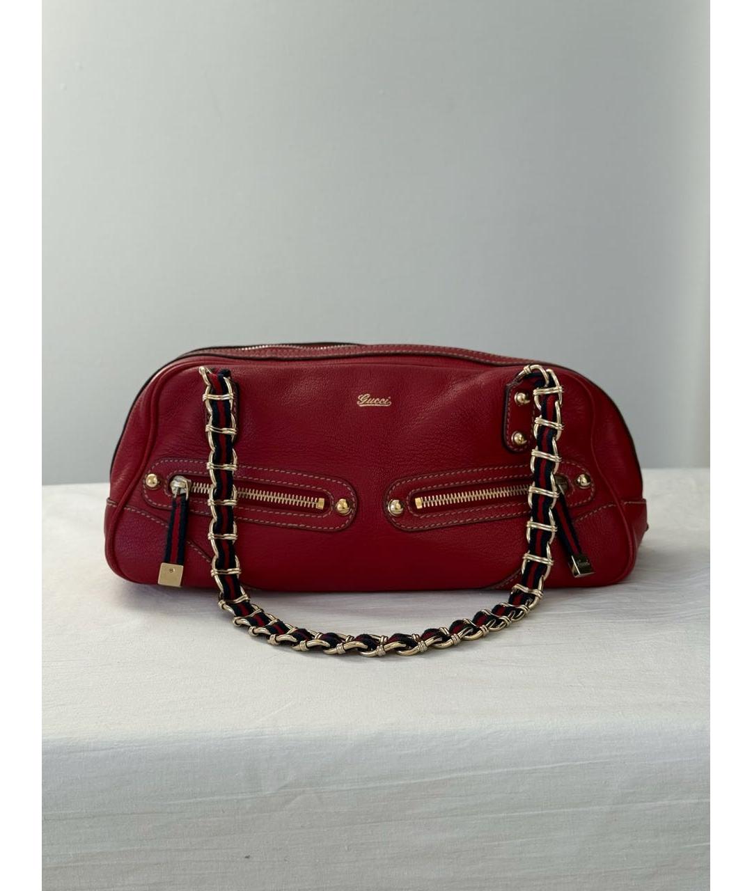 GUCCI Красная кожаная сумка с короткими ручками, фото 2