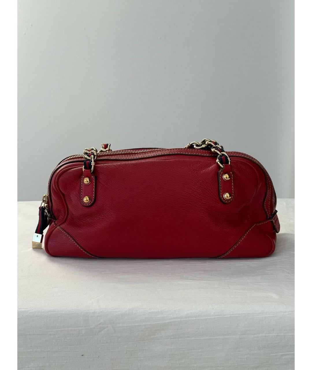 GUCCI Красная кожаная сумка с короткими ручками, фото 5