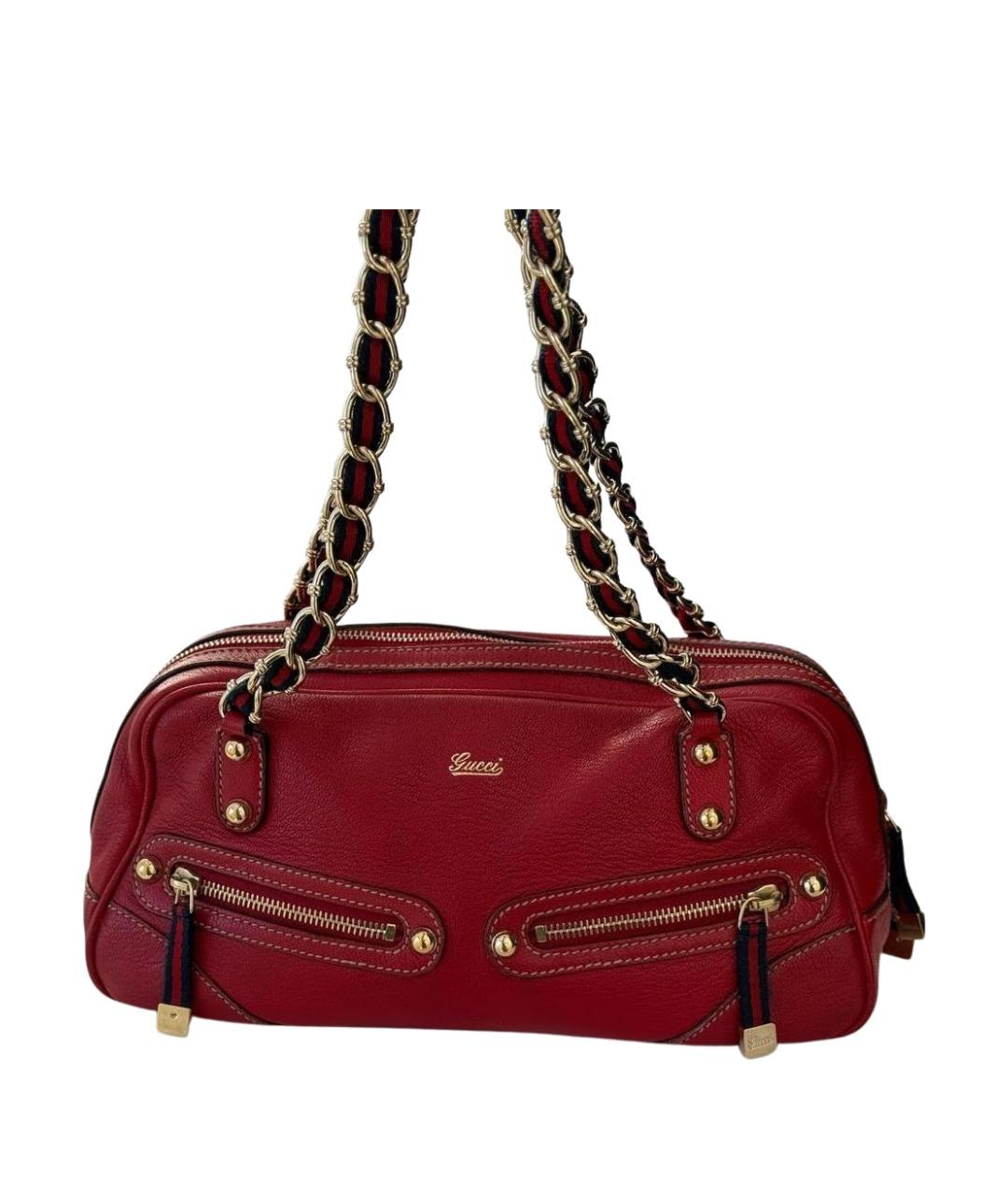 GUCCI Красная кожаная сумка с короткими ручками, фото 1